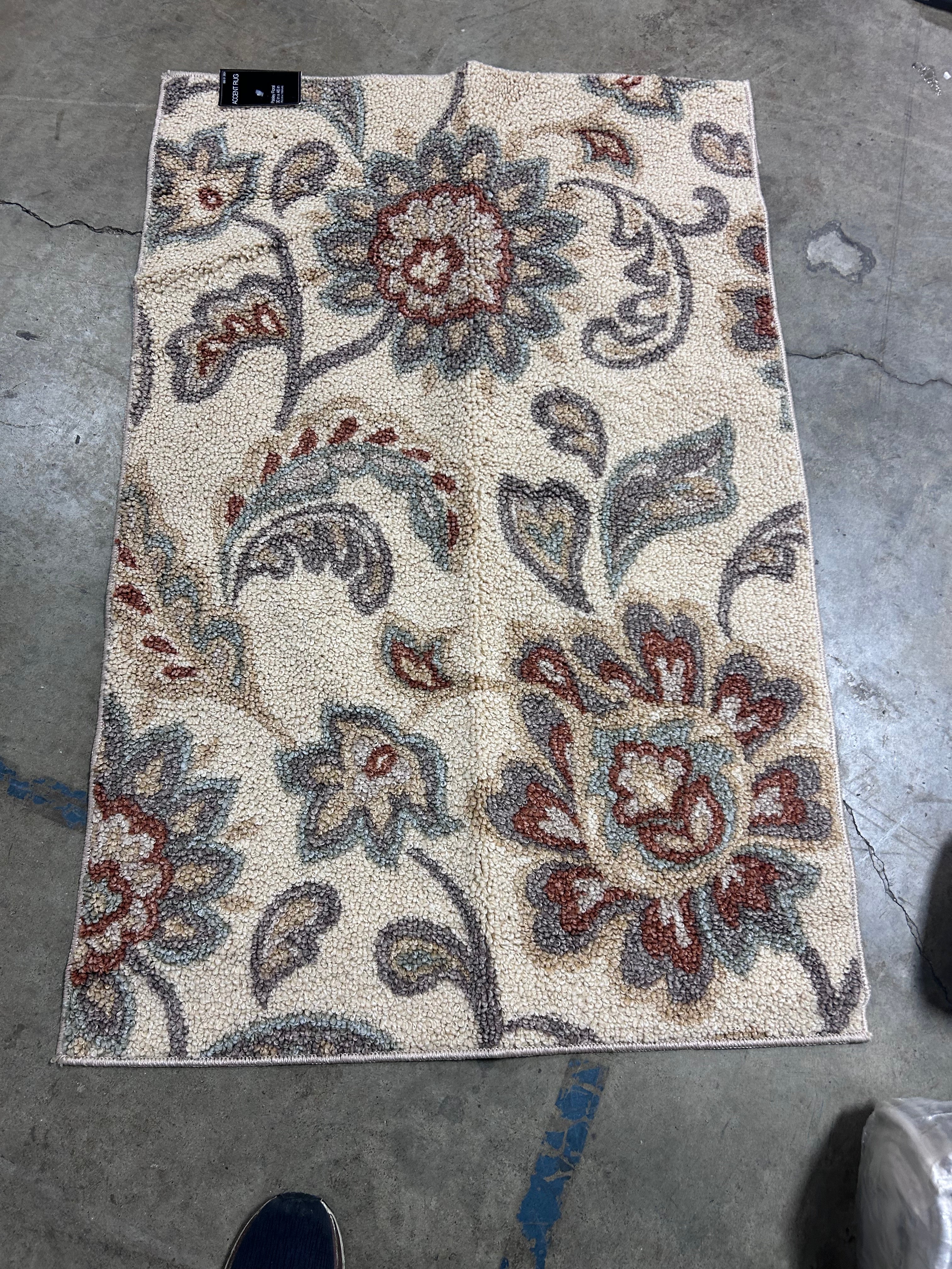 Washable Paisley Floral Accent Rug Tan 2'x3' - Image 3