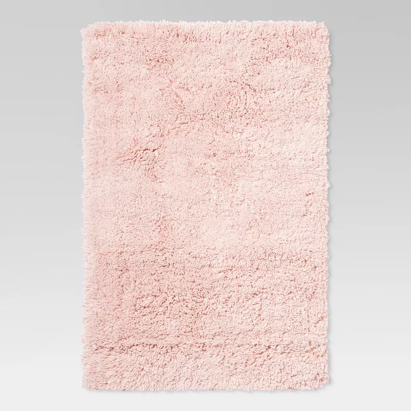 2'6"x3'10" Washable Plush Shag Accent Rug Pink