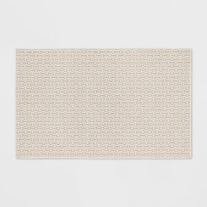 Washable Solid Machine Tufted Accent Rug Tan 2'6"x3'10"