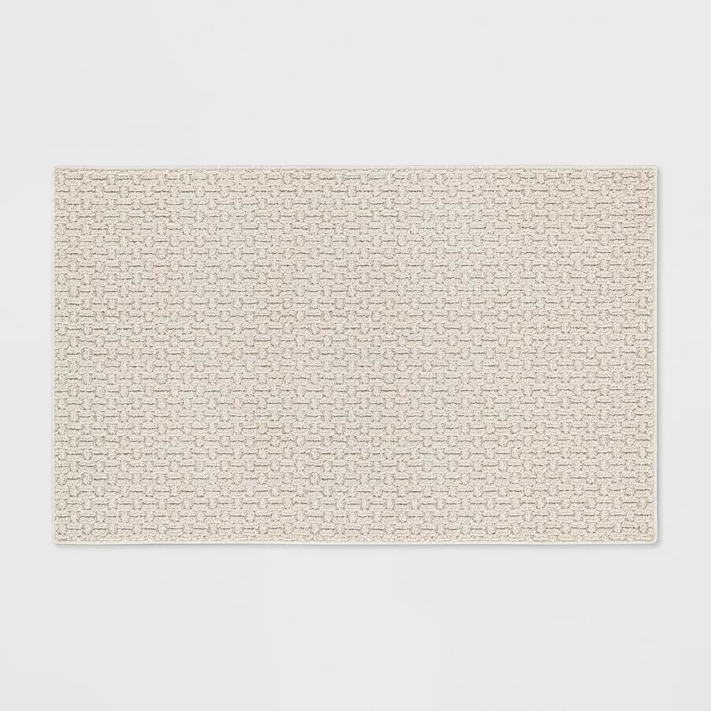Washable Solid Machine Tufted Accent Rug Tan 2'6"x3'10"