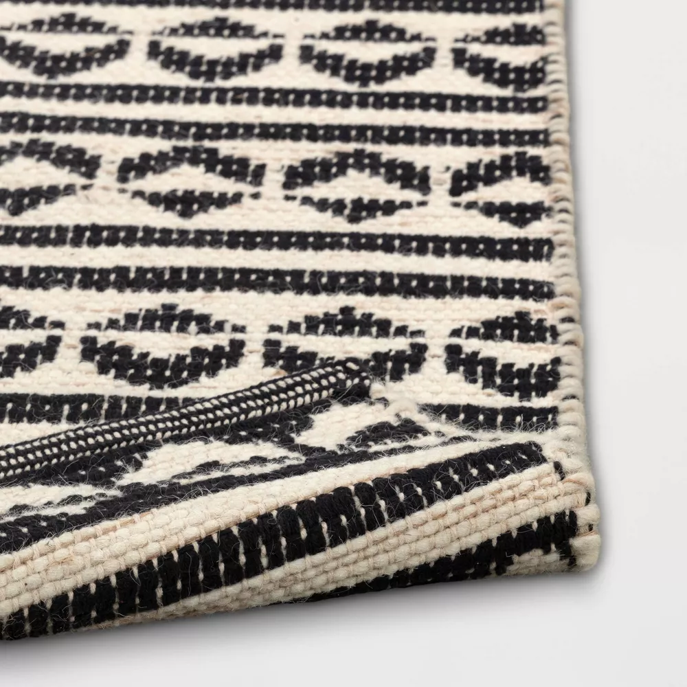 Geometric Woven Accent Rug Black - 2'6"x4' - Image 2