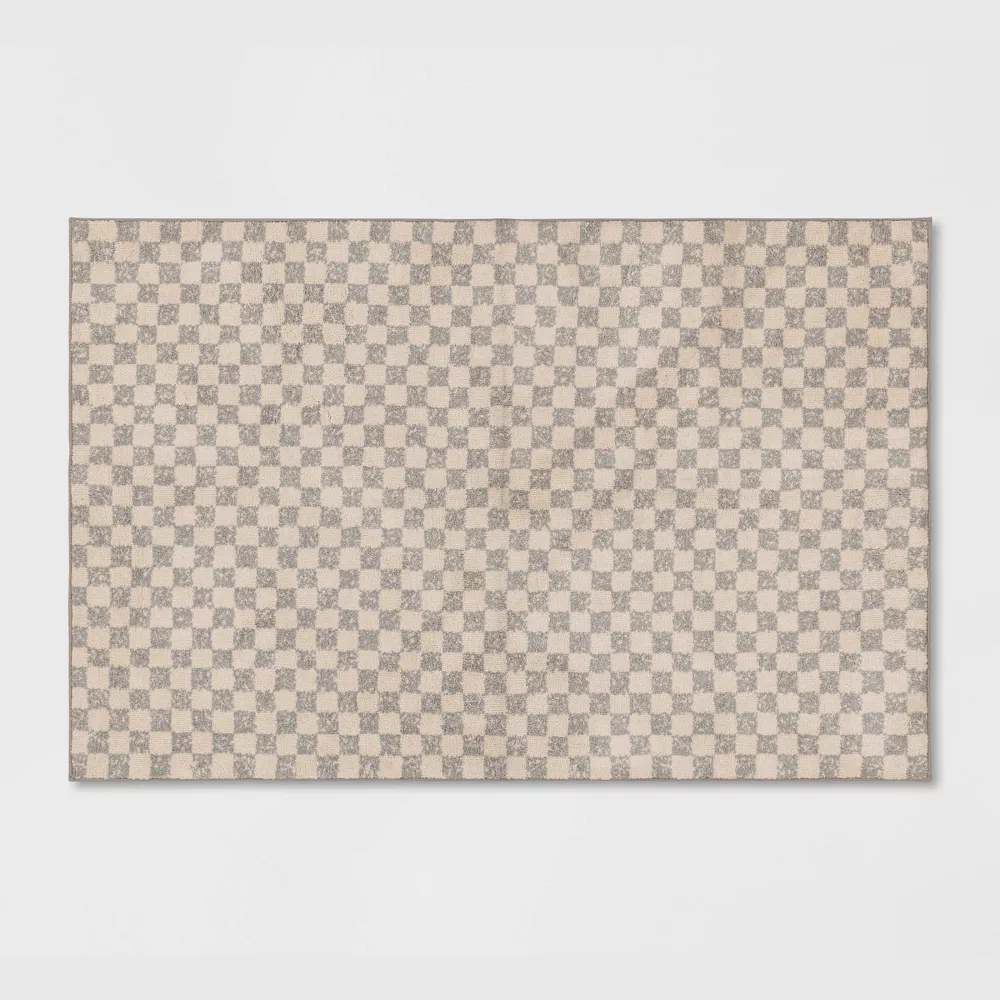 Washable Checkerboard Plush Accent Rug 2'6"x4'