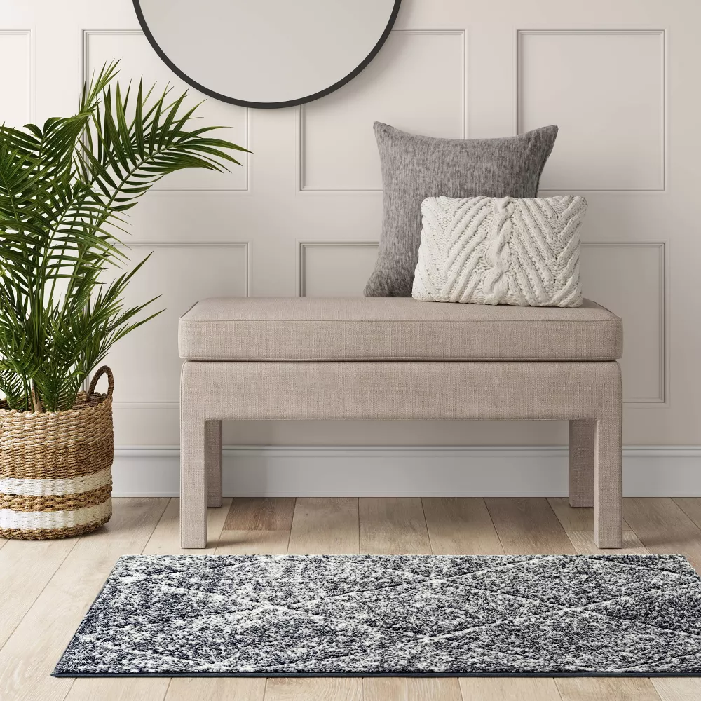 Washable Criss Cross Easy Care Accent Rug Charcoal/Ivory 2'x4' - Image 2