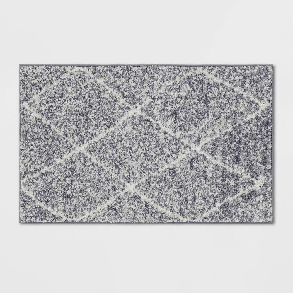 Washable Criss Cross Easy Care Accent Rug Gray/Ivory 2'6"x4'