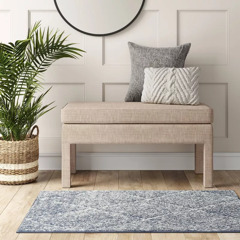 Washable Criss Cross Easy Care Accent Rug Gray/Ivory 2'6"x4' - Image 2
