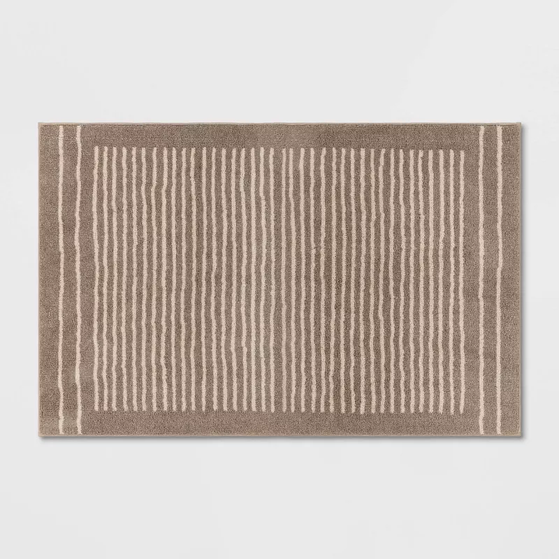 Washable Knitted Stripe Accent Rug Tan 2'x4'