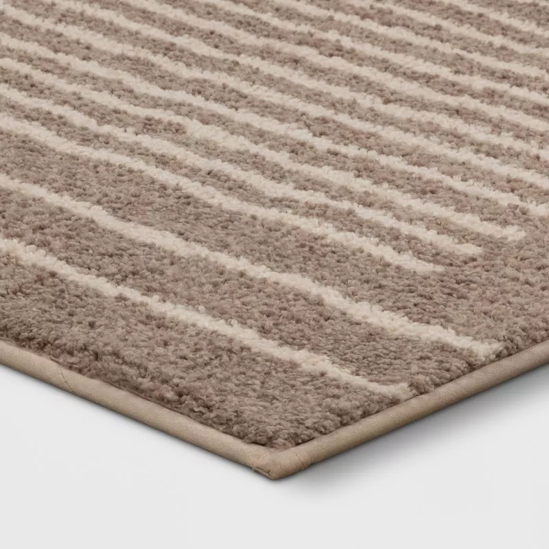 Washable Knitted Stripe Accent Rug Tan 2'x4' - Image 3