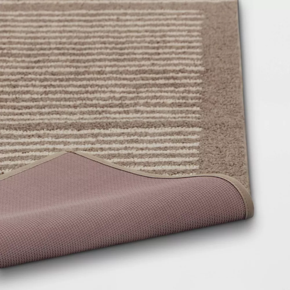 Washable Knitted Stripe Accent Rug Tan 2'6"x4' - Image 2