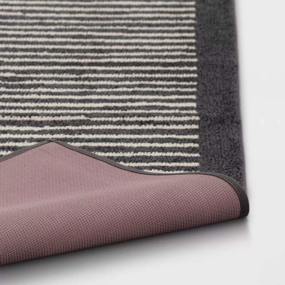 Washable Washable Knitted Stripe Accent Rug Gray 2'6"x4' - Image 2