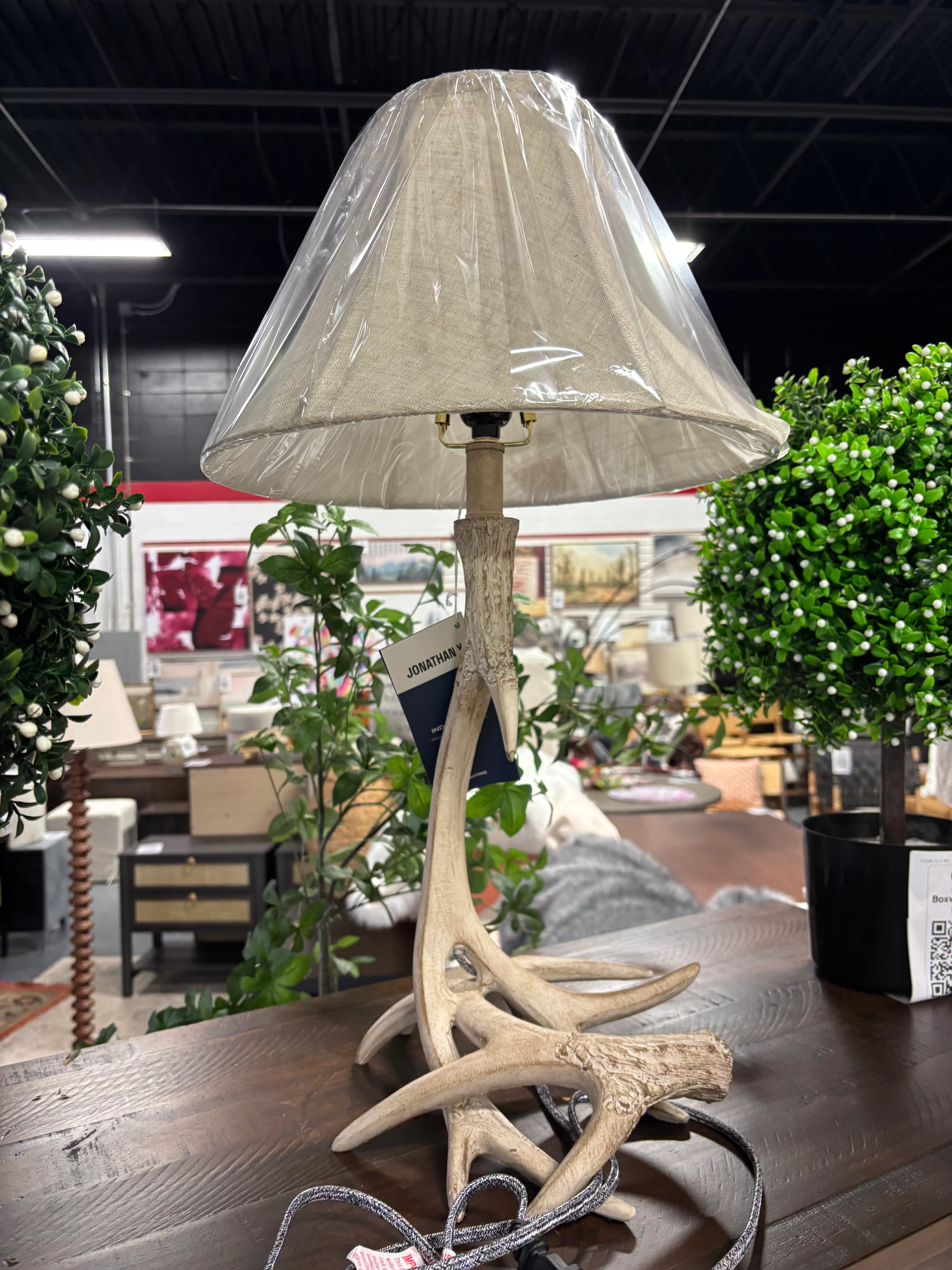 27.5" Antler Rustic Resin LED Table Lamp Beige SHOWROOM ITEM - Image 3