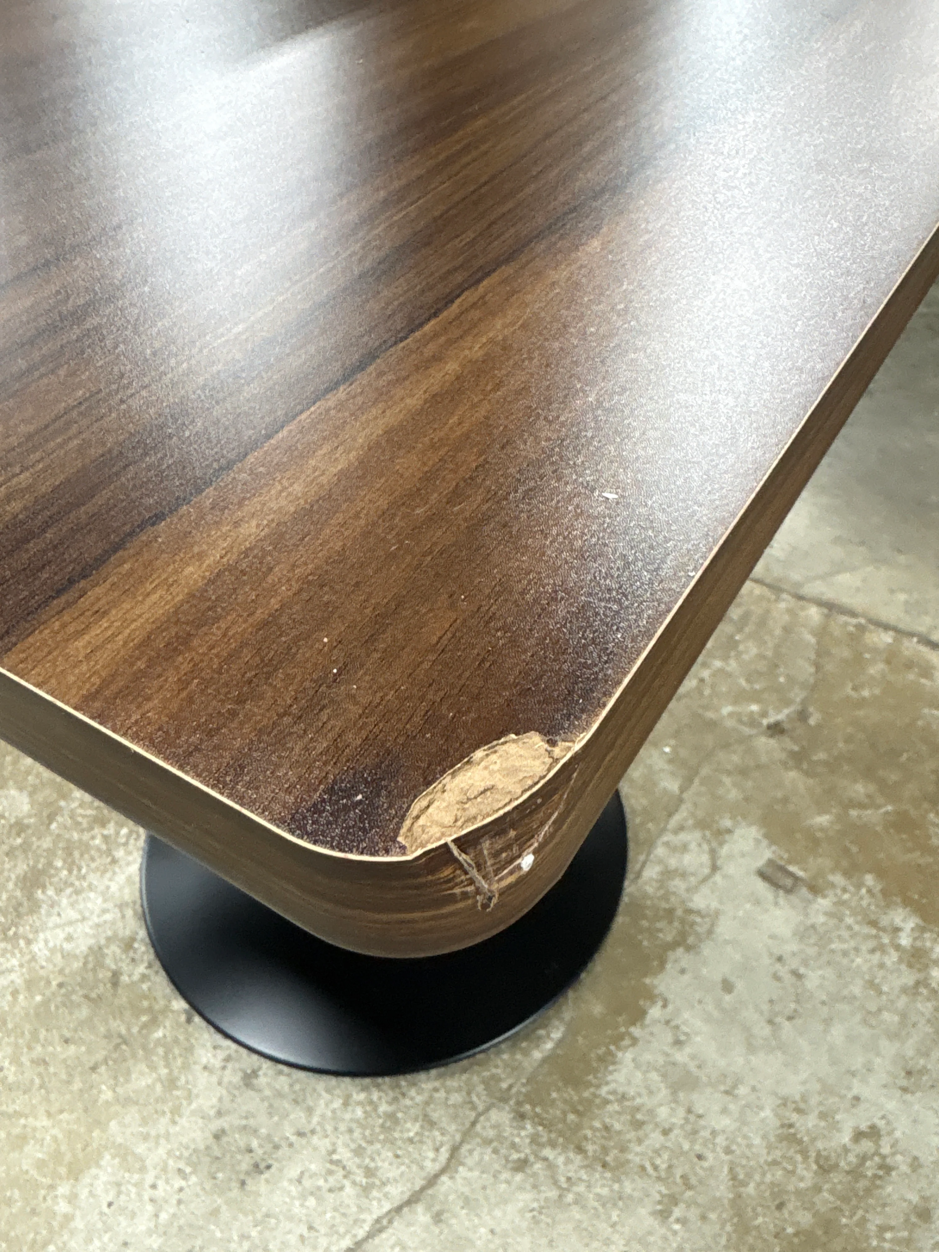 27.6" Brown Wood Square Outdoor Dining Table with Metal Pedestal SHOWROOM ITEM - Image 3