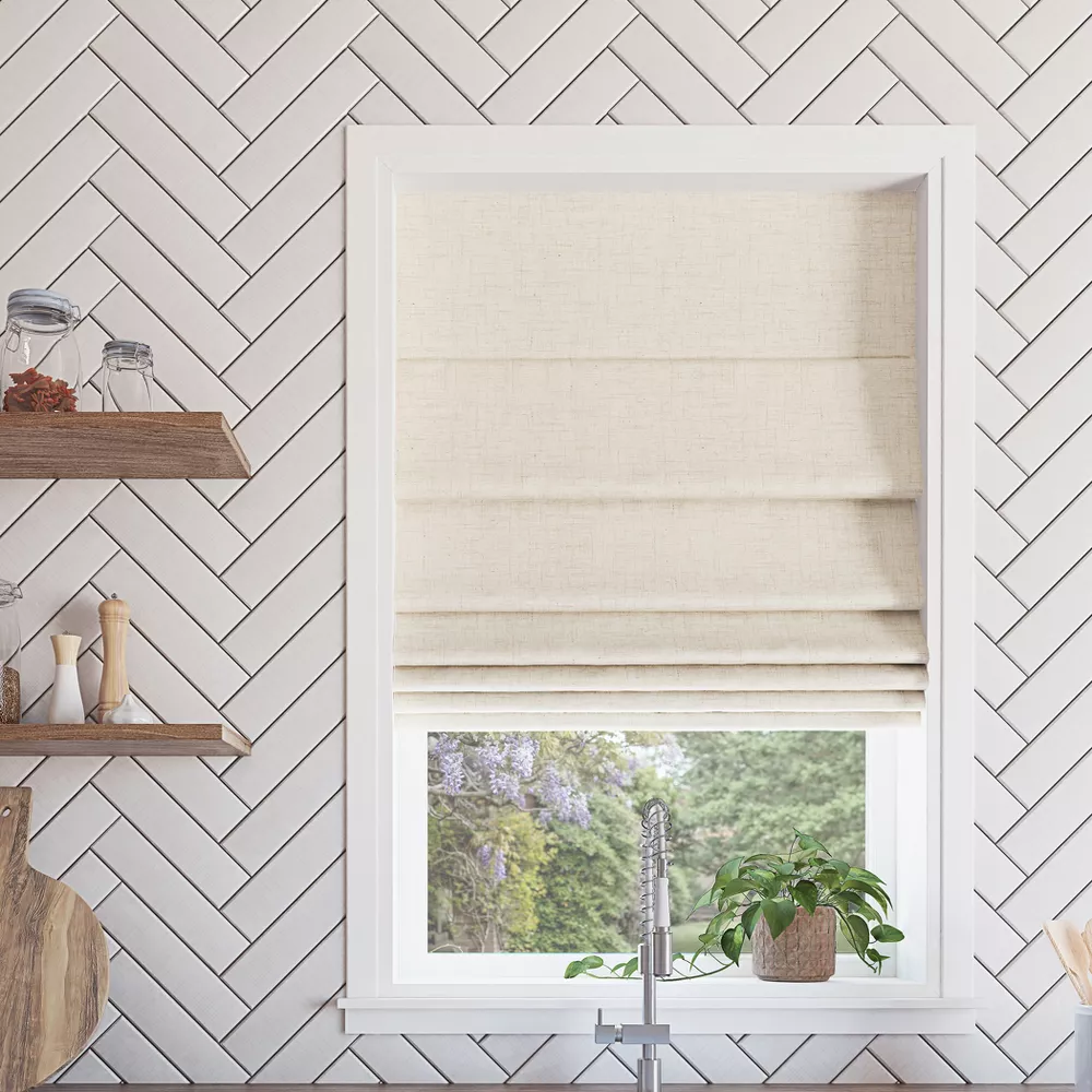 Blackout Somerton Textured Cordless Roman Window Shade Linen