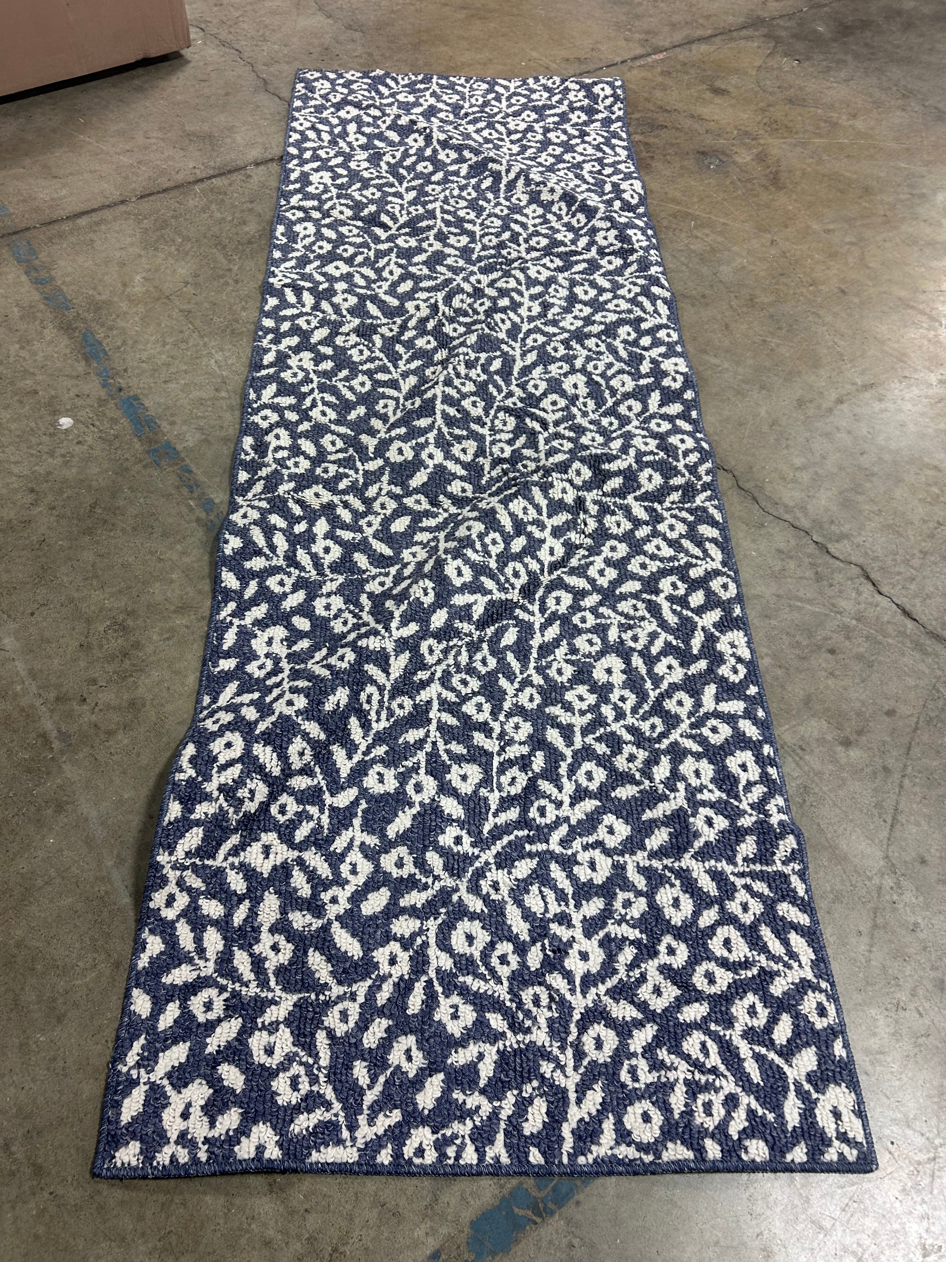 Botanical Washable Runner Rug Indigo 28"x84" - Image 5