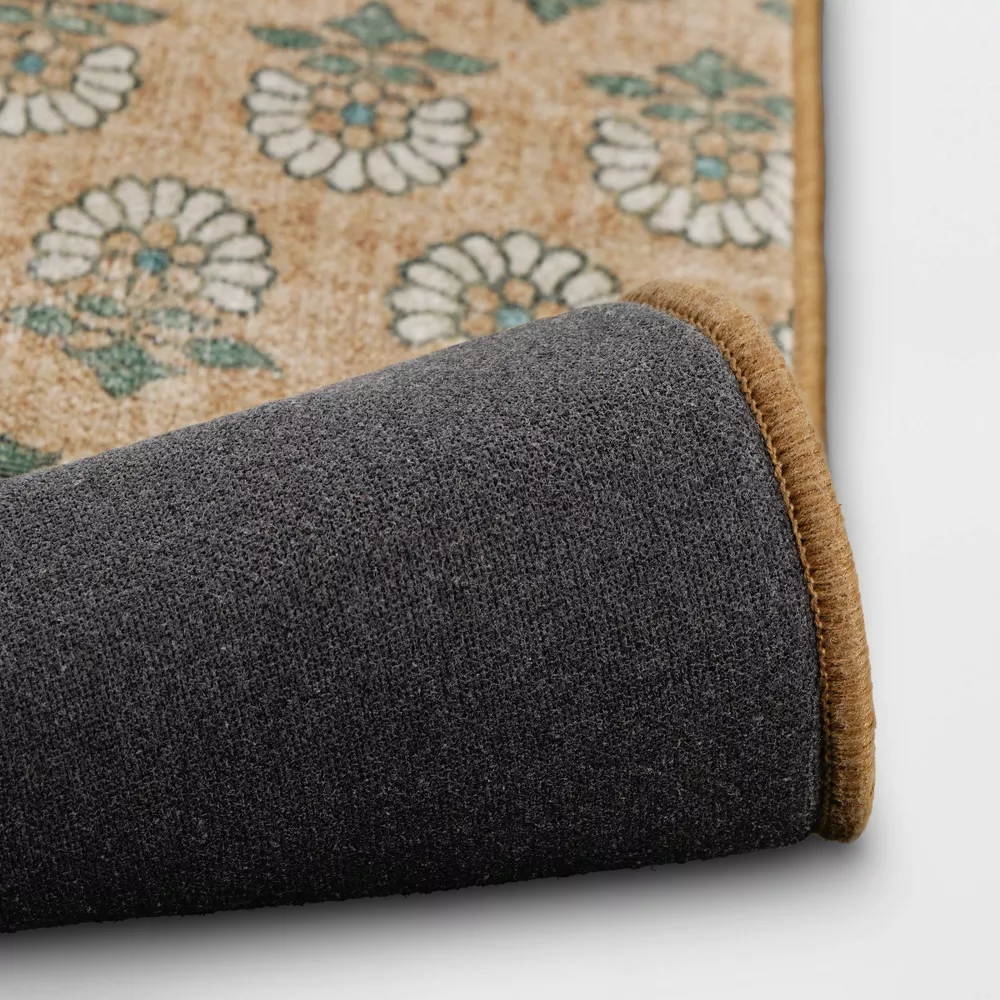 Floral Block Memory Foam Runner Rug Yellow 28"x84" - Image 2