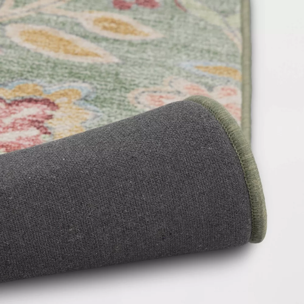 Floral Memory Foam Runner Rug Sage Green 28"x84" - Image 3