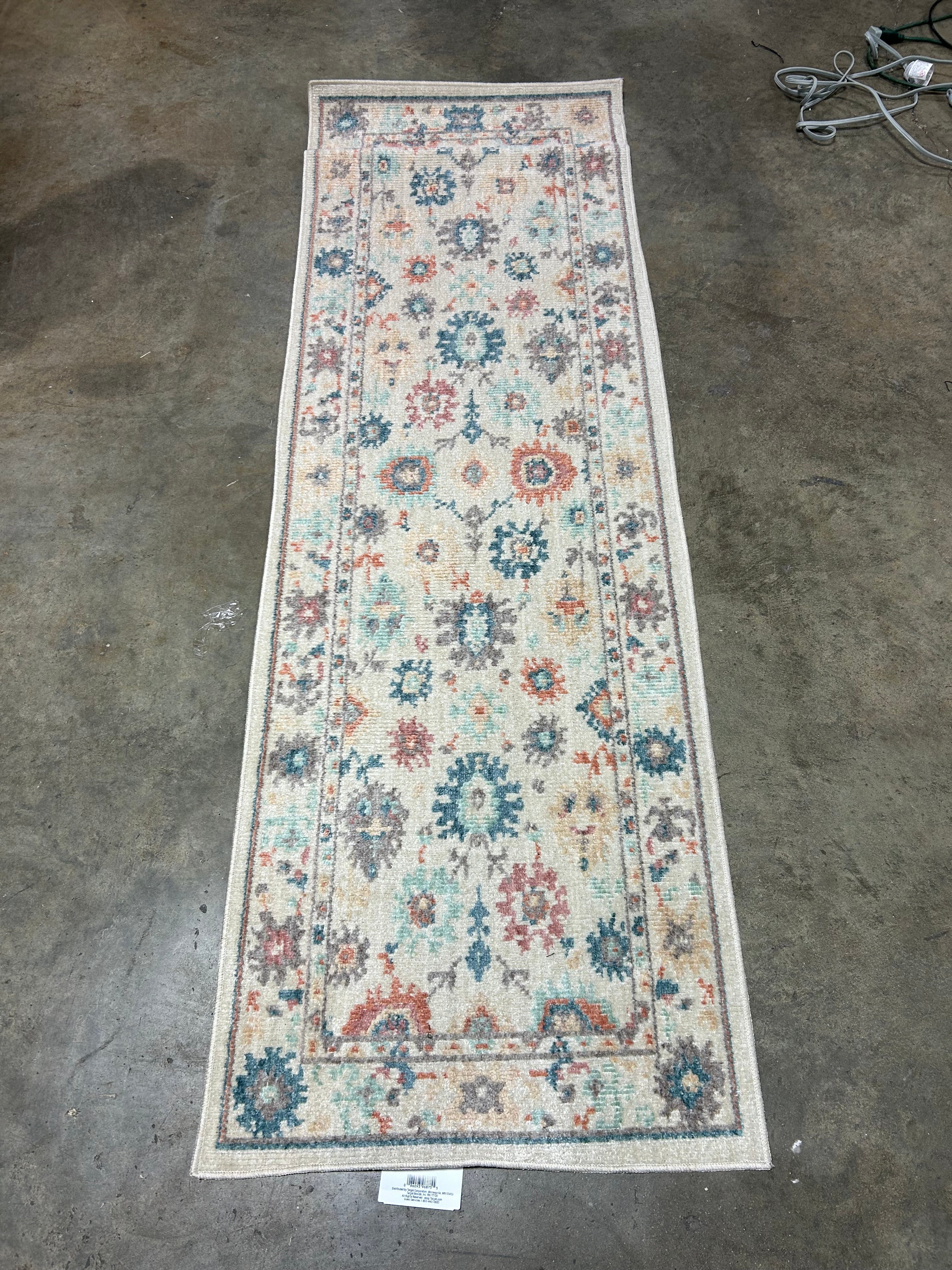 Floral Persian Runner Rug Ivory 28"x84" - Image 5