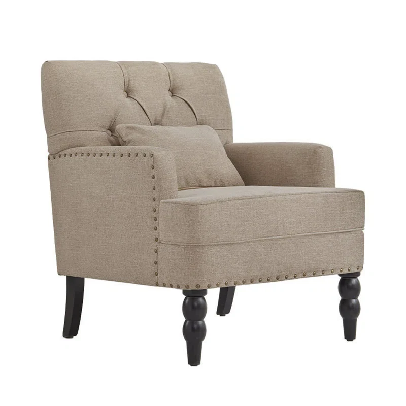 29" W Polyester Tufted Armchair - Brown Polyester SHOWROOM ITEM