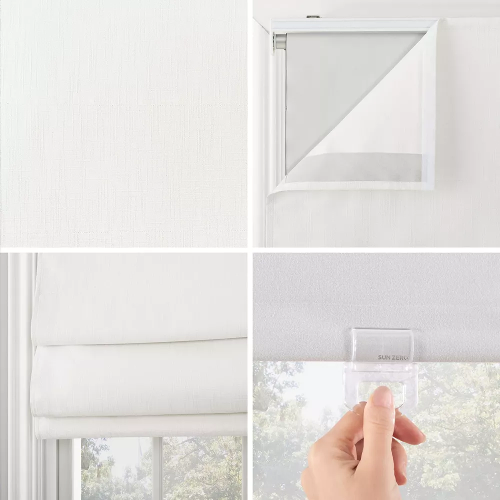 Somerton Textured 100% Blackout Cordless Roman Shade White 29"x64" - Image 4