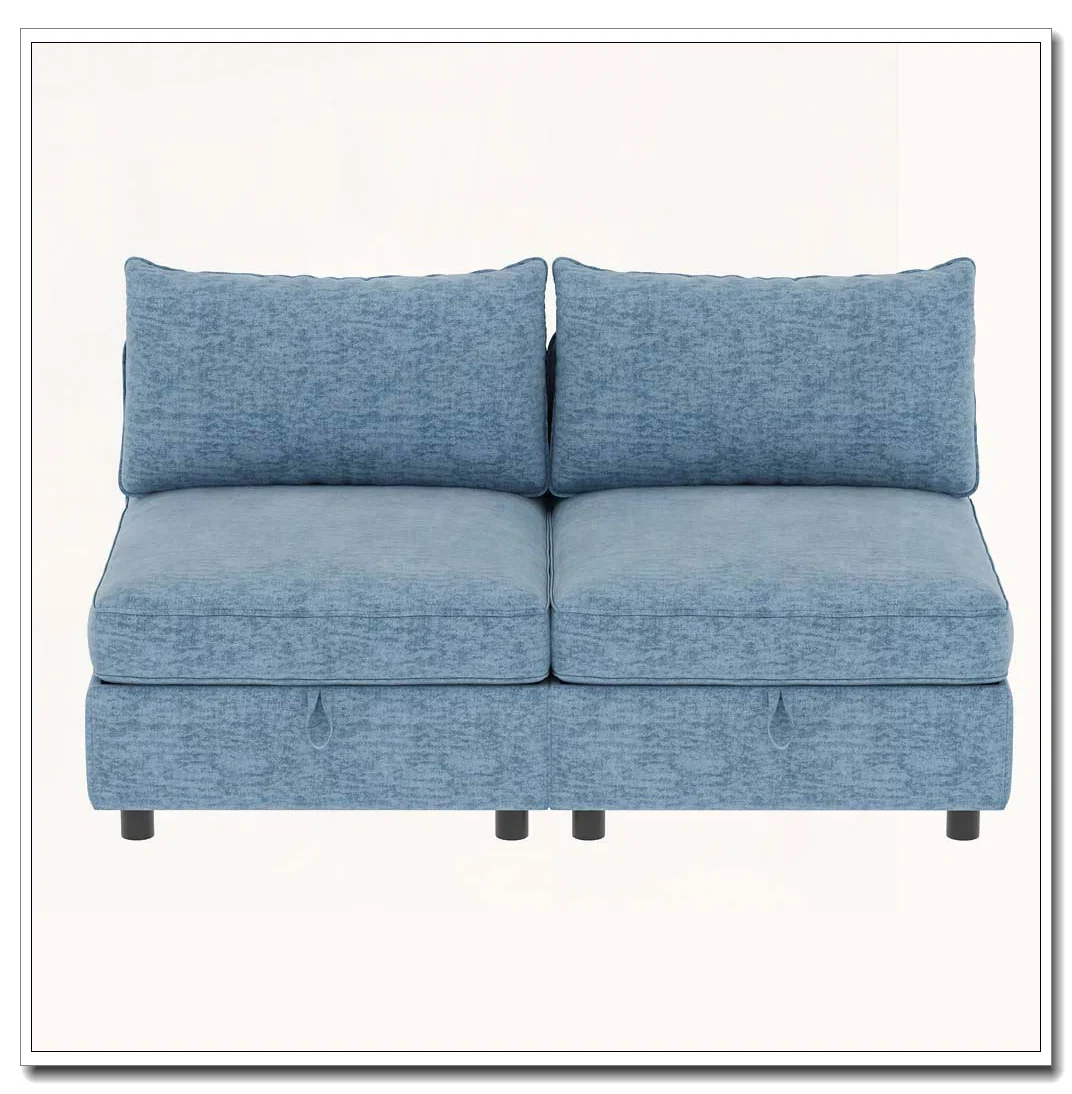 2pc Armless Seat for Modular Sectional Sofa with Storage SHOWROOM ITEM