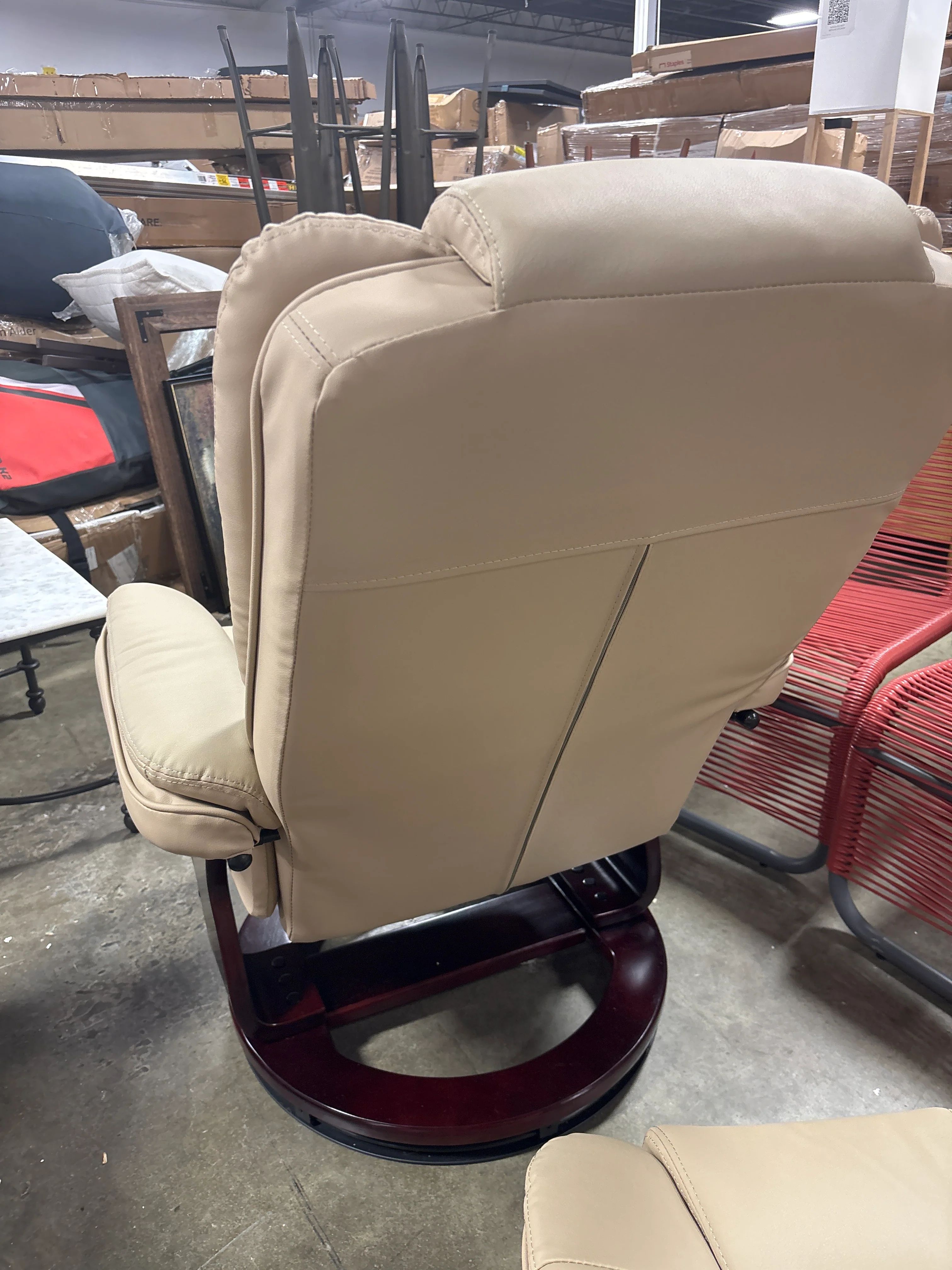 2pcs Shebeen Faux Leather Swivel Recliner Beige SHOWROOM ITEM - Image 6