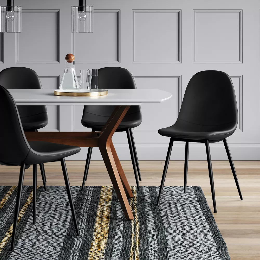 2pk Copley Dining Chairs Faux Leather Midnight Black - Image 4