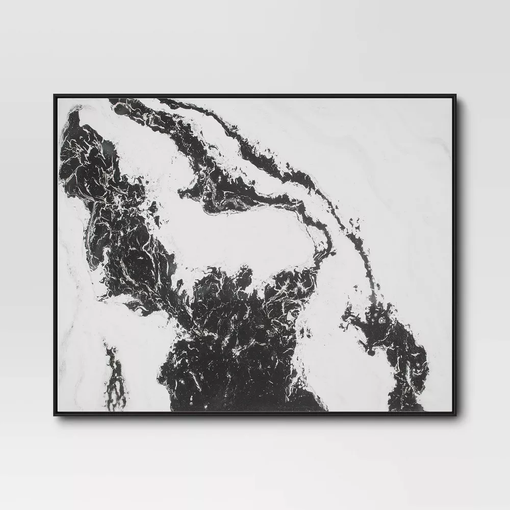2pk Marble Framed Printed Canvases Black/Tan - Image 4