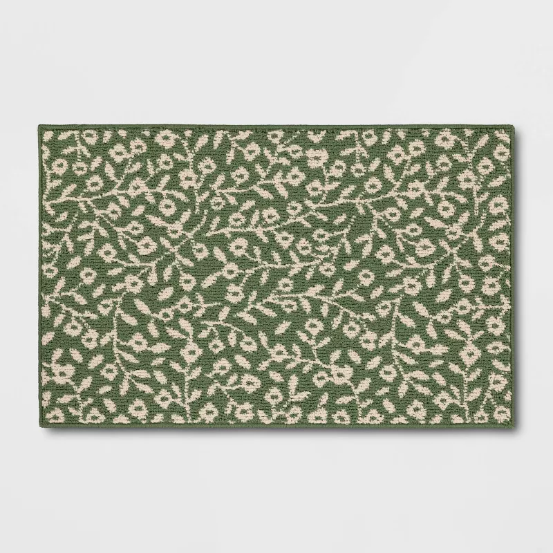 2'x3' Botanical Washable Accent Rug Fern Green
