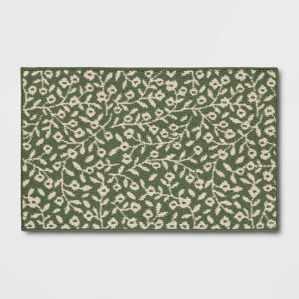 2'x3' Botanical Washable Accent Rug Fern Green