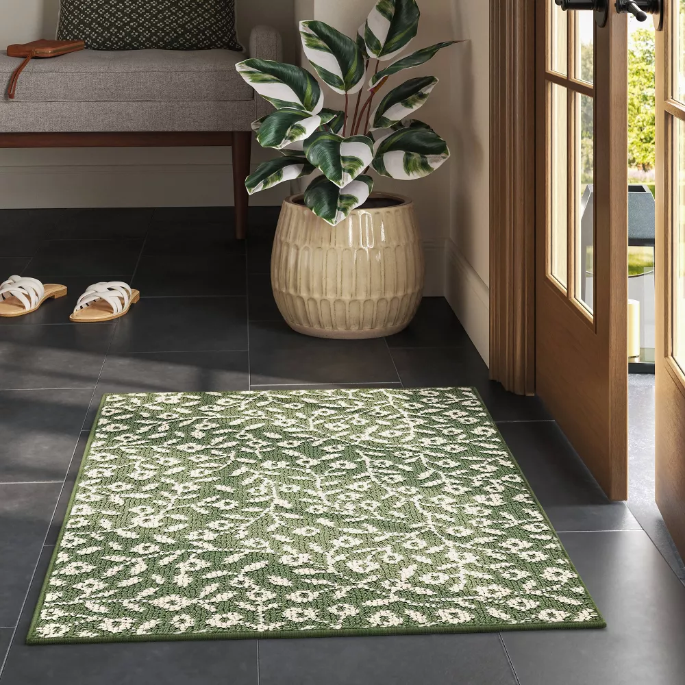 2'x3' Botanical Washable Accent Rug Fern Green - Image 4