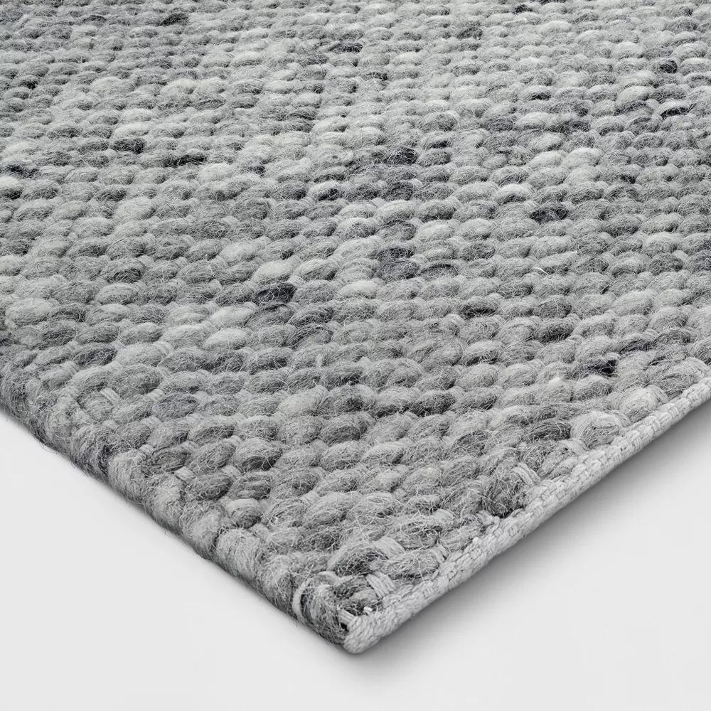 2'x3' Chunky Knit Wool Woven Rug Gray - Image 3