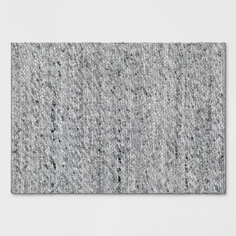 Chunky Knit Wool Woven Rug Gray 2'x3'