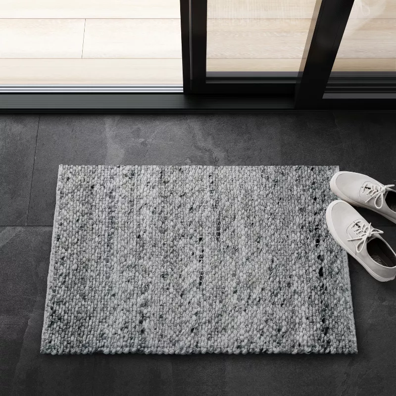 Chunky Knit Wool Woven Rug Gray 2'x3' - Image 2