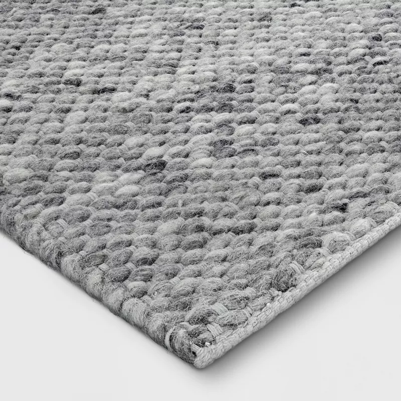 Chunky Knit Wool Woven Rug Gray 2'x3' - Image 3