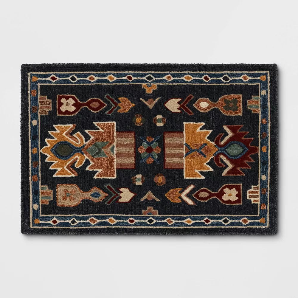 2'x3' Global Wool Accent Rug Blue
