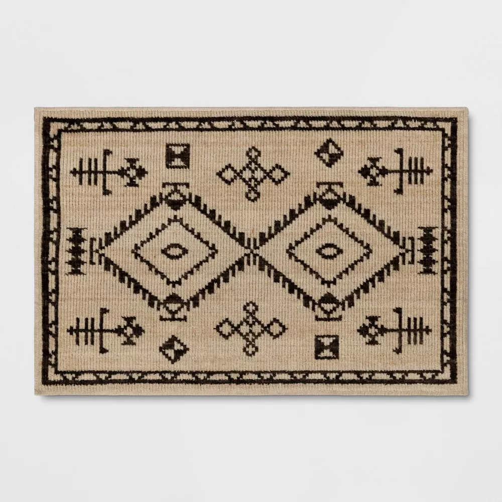 2'x3' Woven Accent Rug Black/Tan