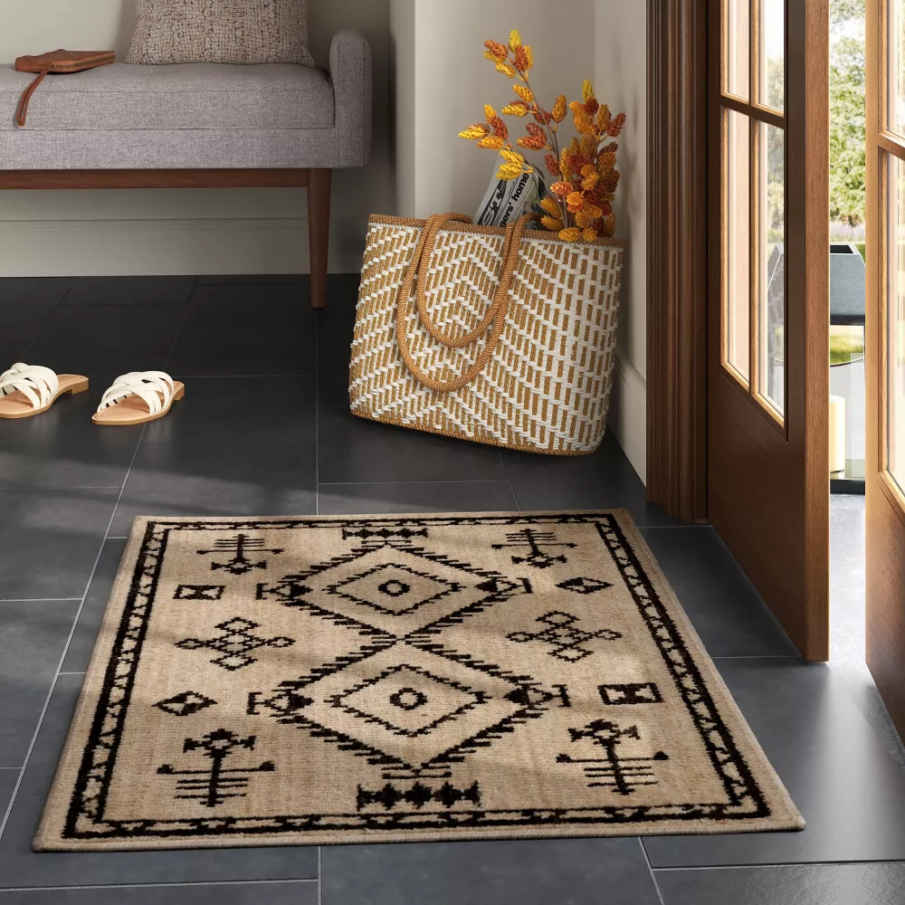 2'x3' Woven Accent Rug Black/Tan - Image 4