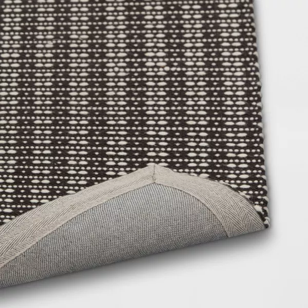 2'x7' Hand Woven Cotton/Wool Runner Black - Stripe Pattern, Indoor Flat Pile, Kitchen Runner Rug - Image 2