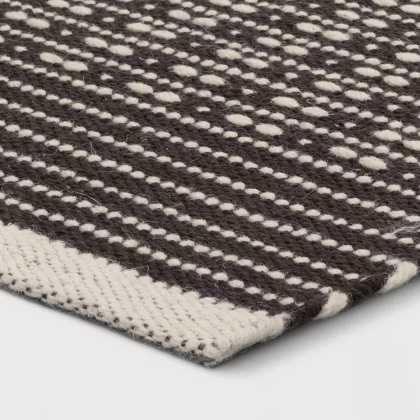 2'x7' Hand Woven Cotton/Wool Runner Black - Stripe Pattern, Indoor Flat Pile, Kitchen Runner Rug - Image 3