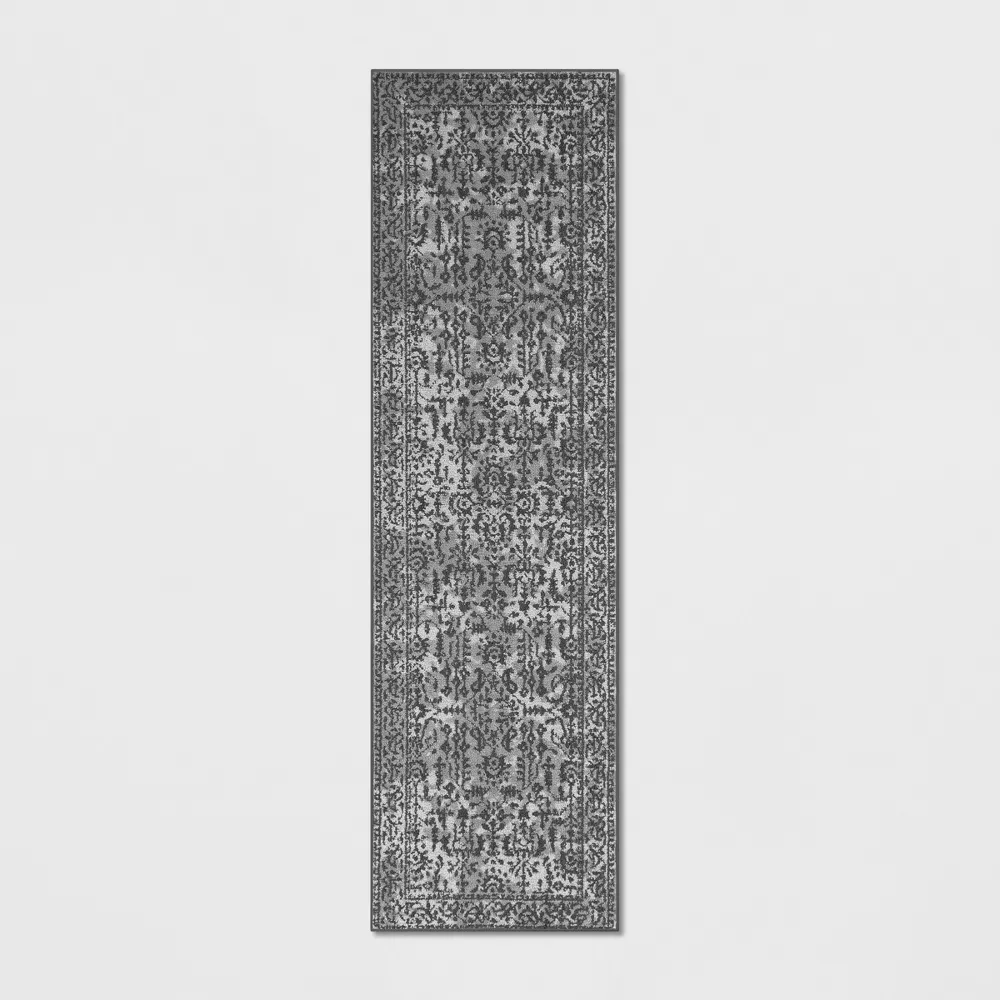 Washable Overprint Distressed Persian Runner Rug 2'x7'