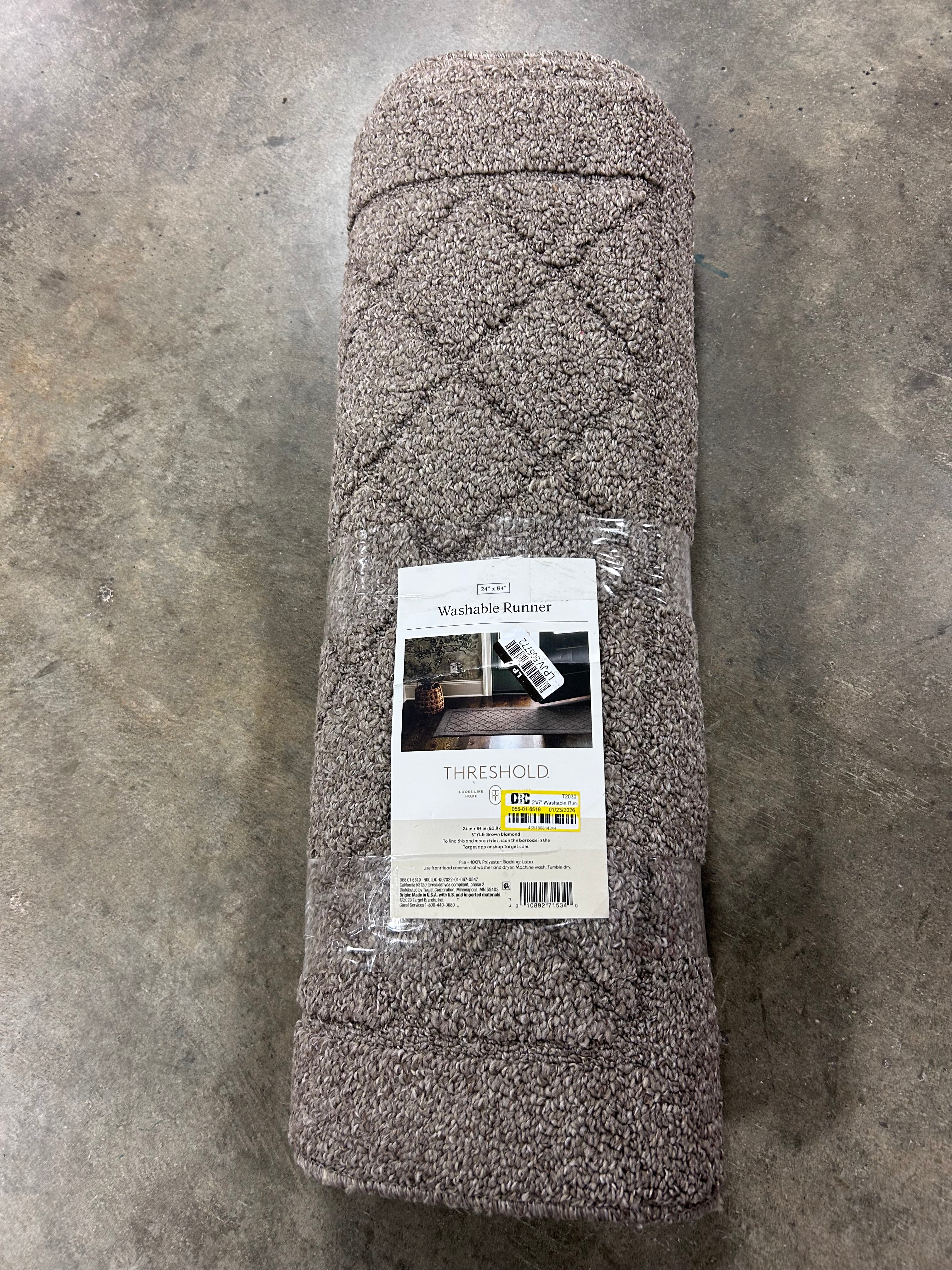 2'x7' Washable Runner Diamond Clarkson Tufted and Hooked Rug Tan - Image 5