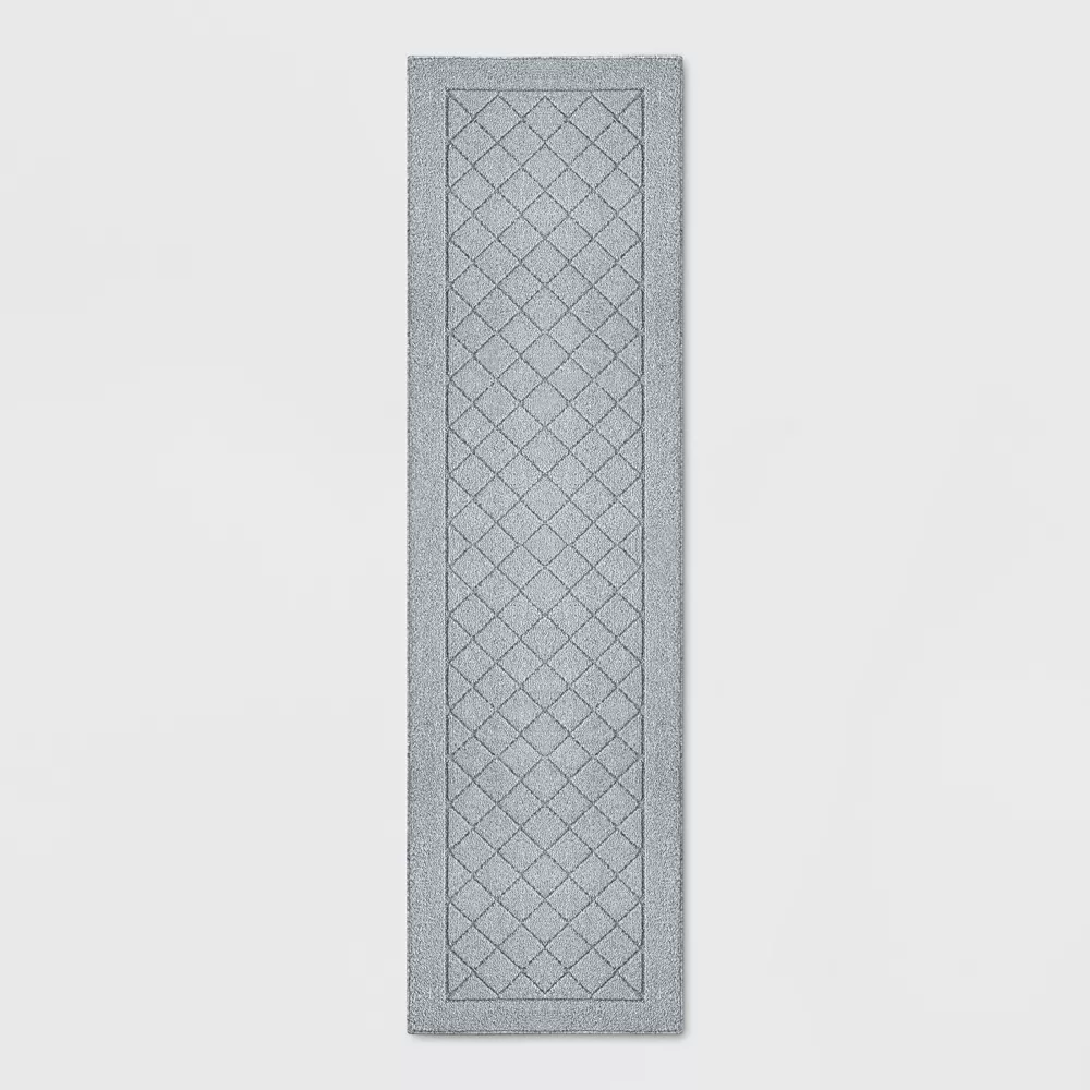 Washable Runner Diamond Clarkson Tufted & Hooked Rug Gray 2'X7'