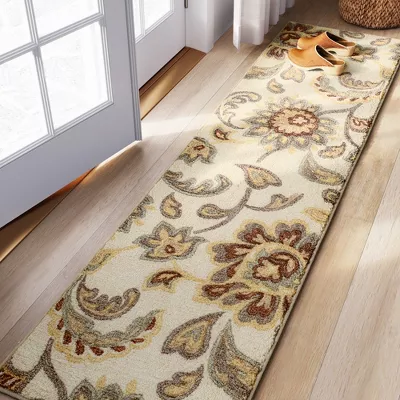 2'x7' Washable Runner Floral Paisley Rug Beige - Image 2