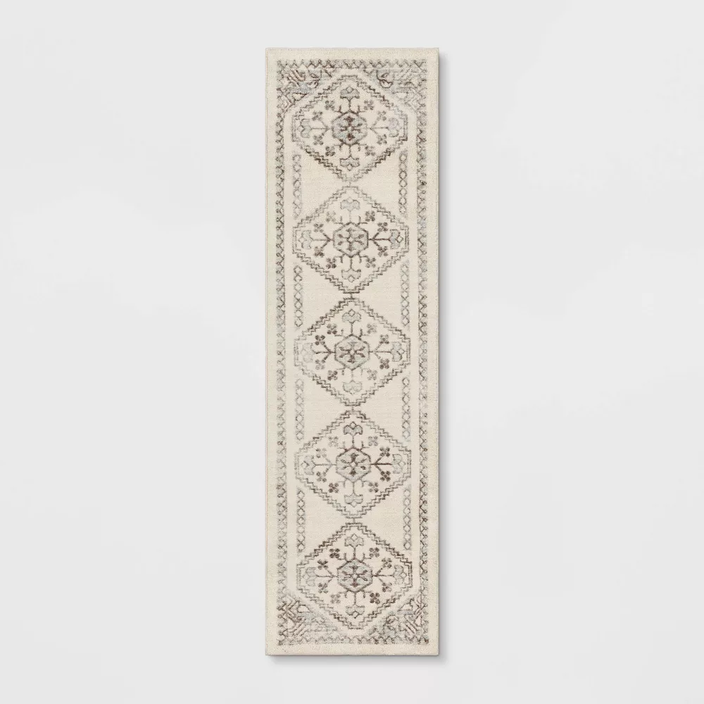 Washable Runner Kensington Persian Style Cream Rug Cream 2'x7'