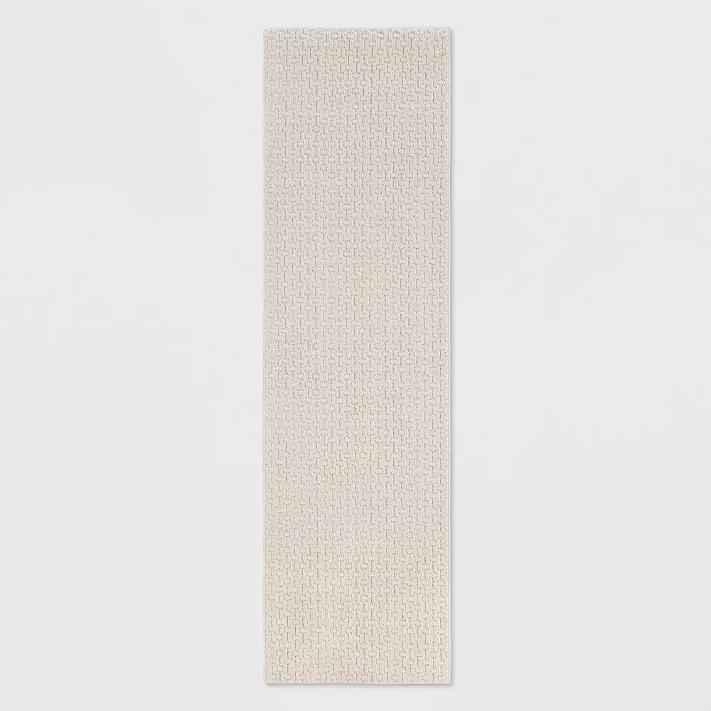 Washable Solid Machine Tufted Runner Rug Tan 2'x7'