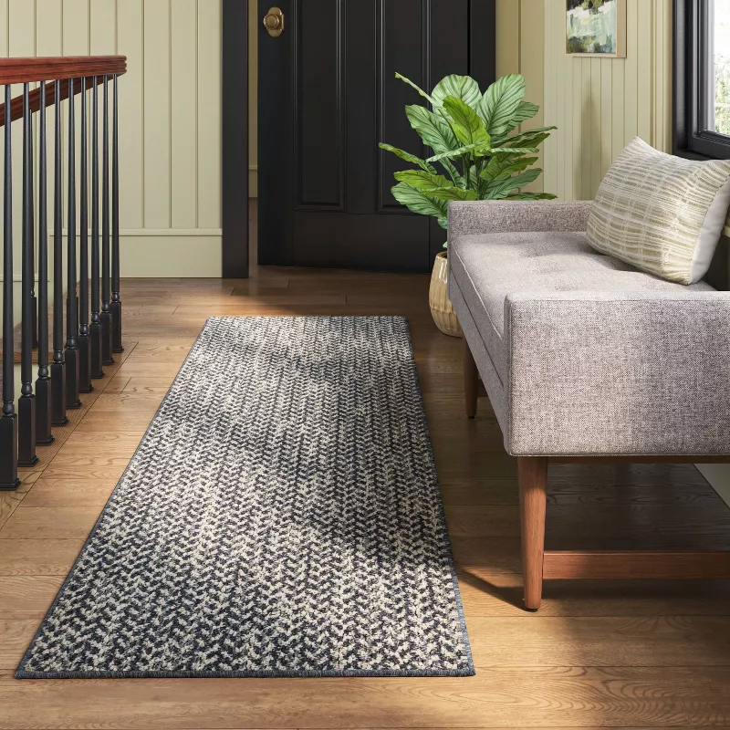 Washable Weave Herringbone Runner Rug Indigo 2'x7' - Image 4
