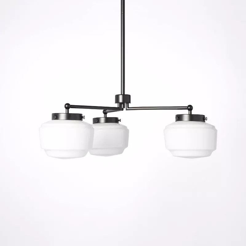 3-Arm Milk Glass Chandelier Ceiling Light