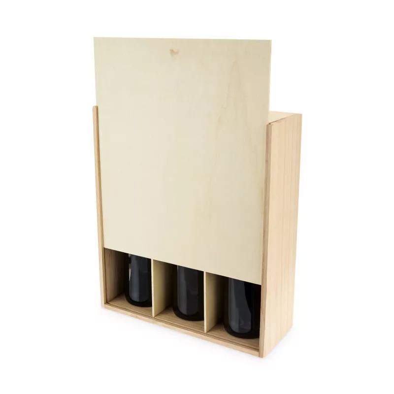 3 Bottle Wooden Wine Box with Sliding Lid, Gift Box - Image 2