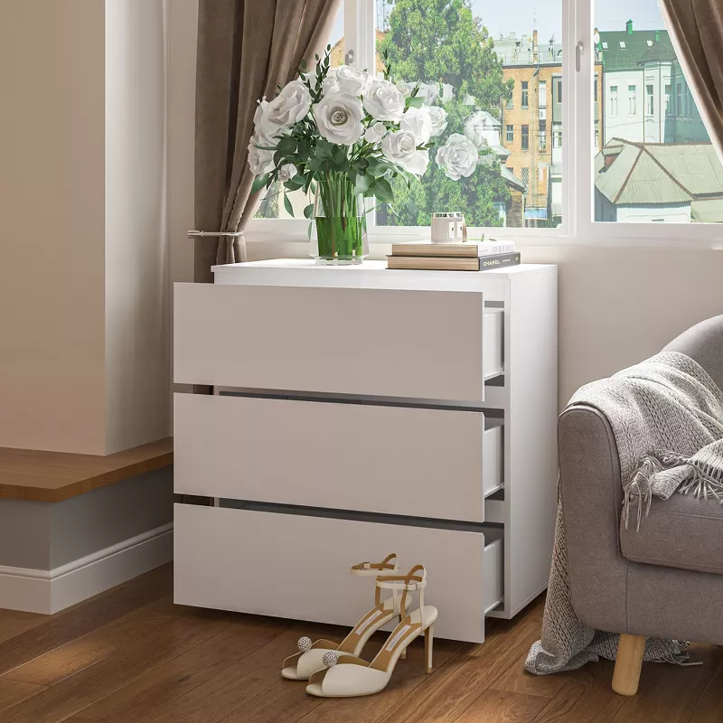 3- Drawer Cabinet Dresser Chest, Large Nightstand - Image 4