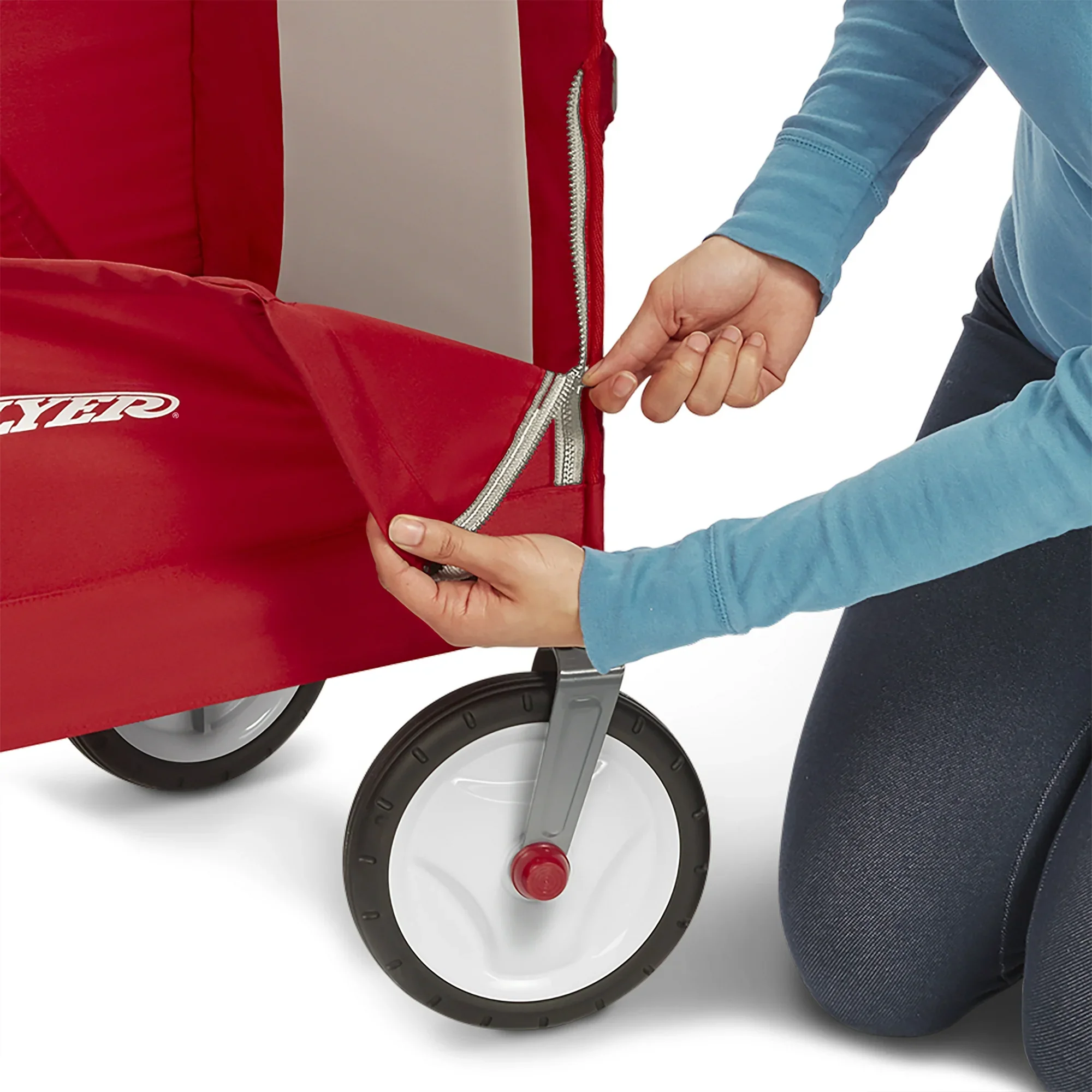 3-in-1 EZ Fold Wagon, Radio Flyer Collapsible Utility Cart, Red - Image 5
