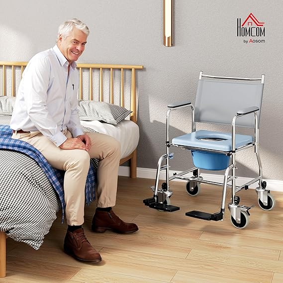 3 in 1 Shower Commode Wheelchair with 4 Lockable Wheels - Image 5